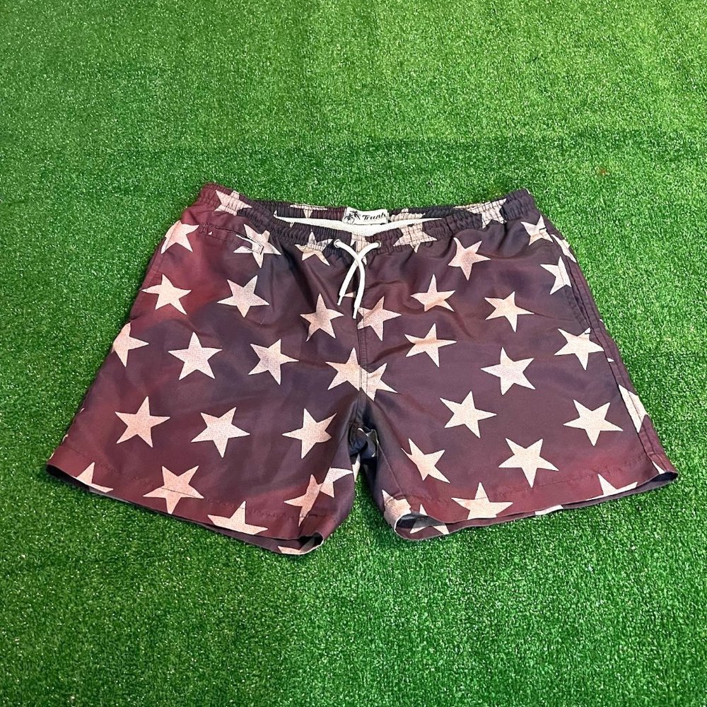 Trunks Surf & Swim Men's Drawstring Easy Care Quick Dry Stars Swim Short Size M